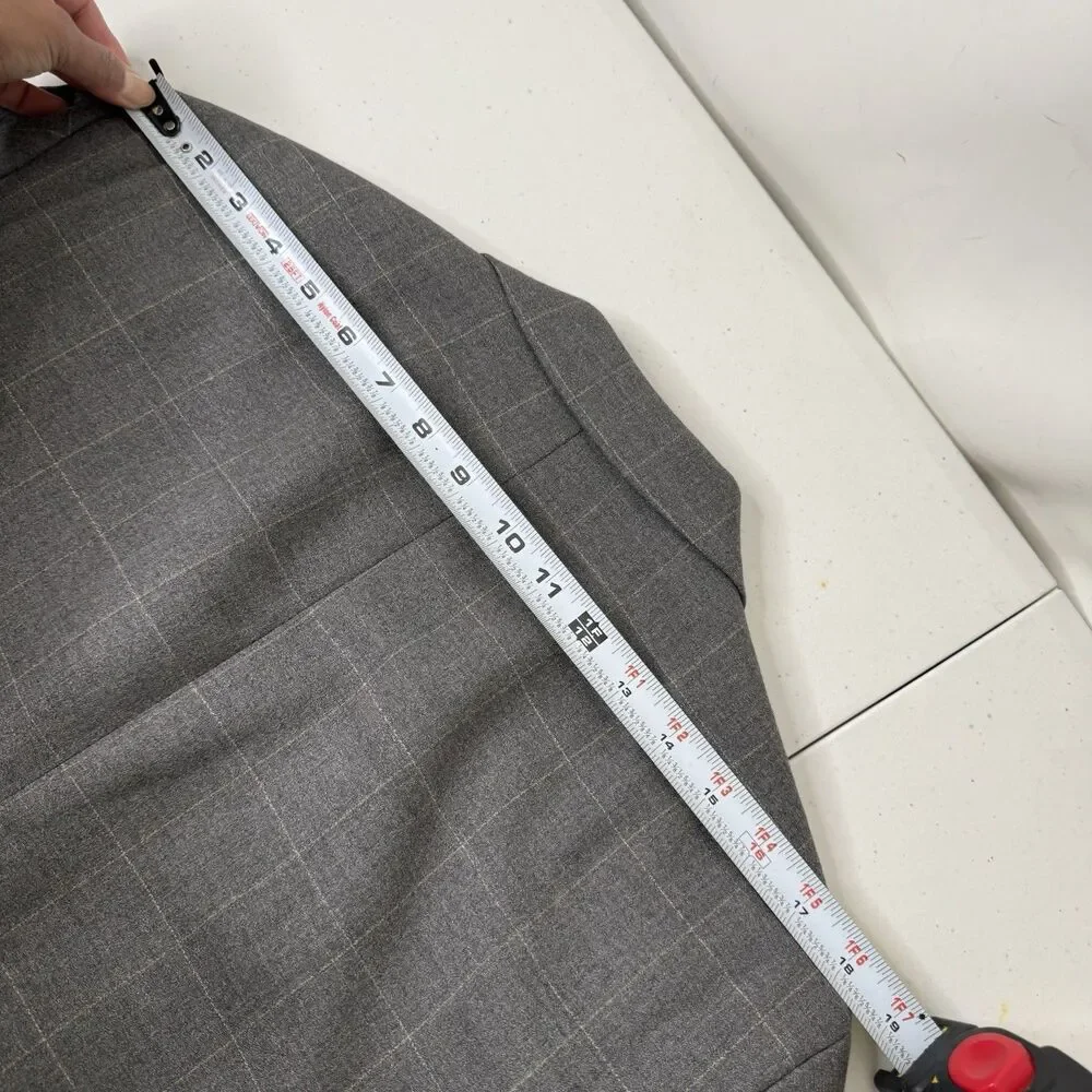 VTG 90s Ralph Lauren Wool 2Pc Suit 40R Gray 34 Waist Windowpane Plaid Canada